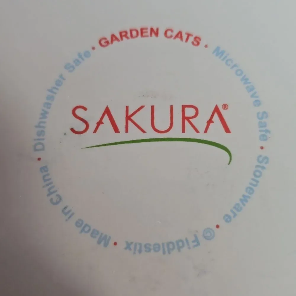 Vintage Sakura Garden Cats Fiddlestix Salad Plates 8.25” Set of 4